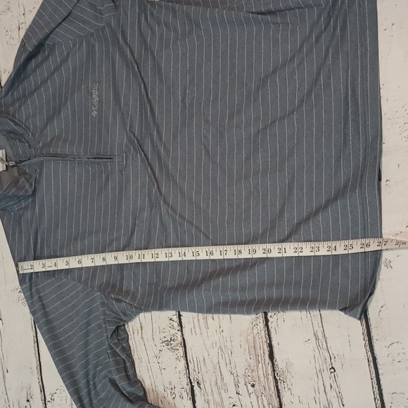 Columbia PFG Men's Heather Blue White Striped 1/4 Zip Long Sleeve Pullover M - Picture 6 of 9